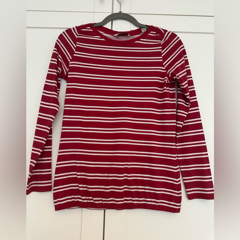 Tchibo long sleeve top size XS color burgundy and white